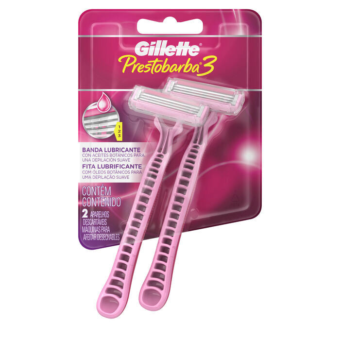 GILLETTE PRESTOBARBA 3 MAQUINA PARA AFEITAR DESECHABLE 2  PZA.