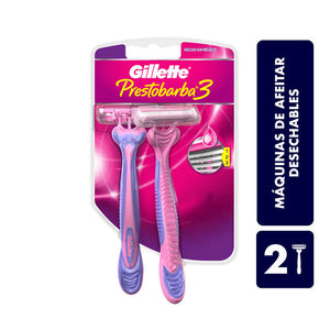 GILLETTE PRESTOBARBA 3 MAQUINA PARA AFEITAR DESECHABLE 2  PZA.