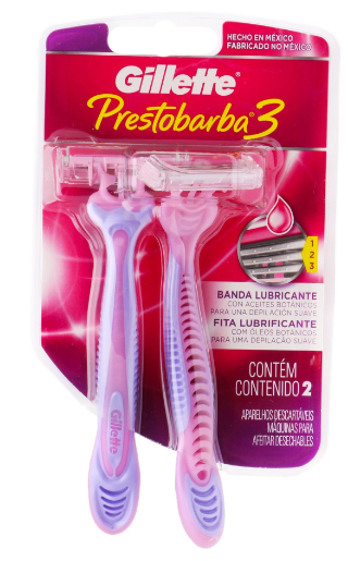 GILLETTE PRESTOBARBA 3 MAQUINA PARA AFEITAR DESECHABLE 2  PZA.