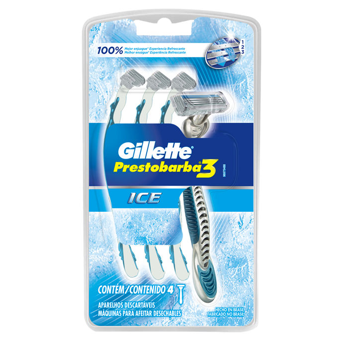 MAQUINA PARA AFEITAR GILLETTE PRESTOBARBA 3 COOLING PACK 4  PZA.