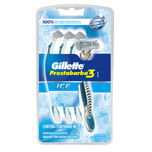 MAQUINA PARA AFEITAR GILLETTE PRESTOBARBA 3 COOLING PACK 4  PZA.