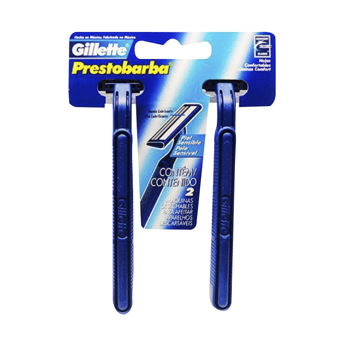 MAQUINA GILLETTE PRESTOBARBA PIEL SENSIBLE 2  PZA.