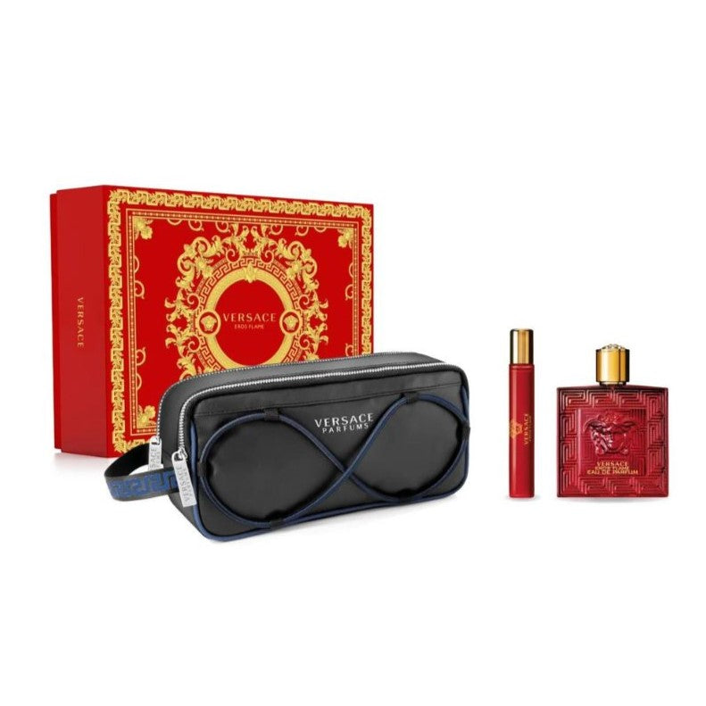 SET 3 PIEZAS VERSACE EROS FLAME PARA HOMBRE  EDP 100  ML.