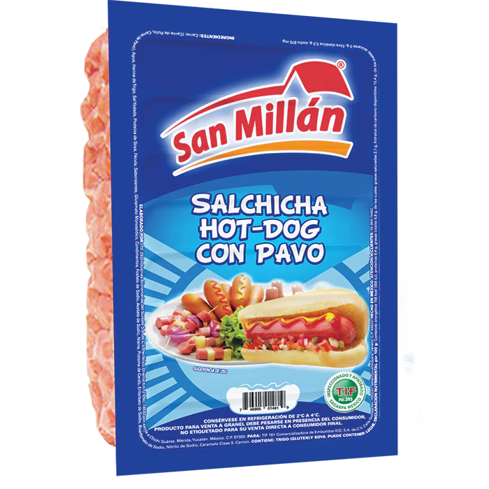 SALCHICHA HOT DOG CON PAVO SAN MILLAN