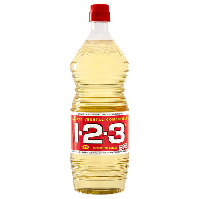 ACEITE VEGETAL COMESTIBLE 1-2-3 BOTELLA 500  ML.