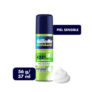 ESPUMA PARA AFEITAR GILLETTE PRESTOBARBA PIEL SENSIBLE 56  GR.