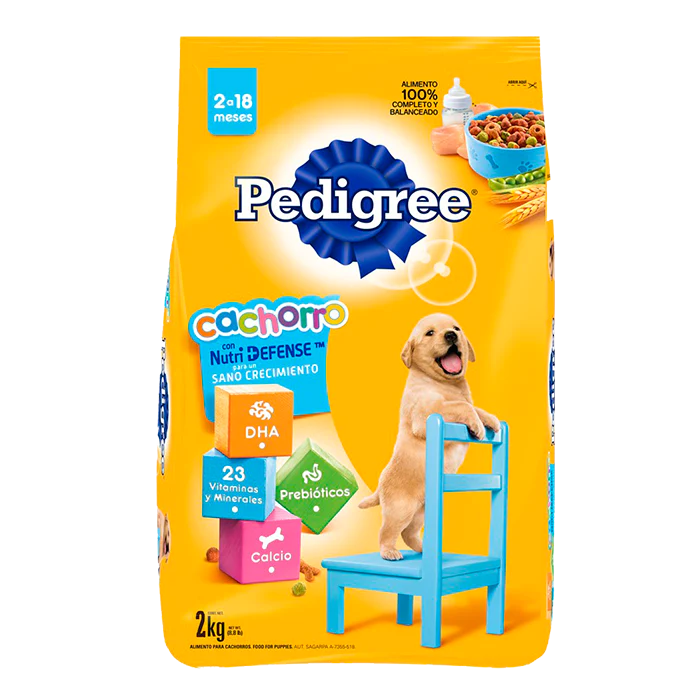 ALIMENTO PARA PERRO PEDIGREE CACHORRO RAZA GRANDE 23% PROTEÍNA BOLSA 2  KG.