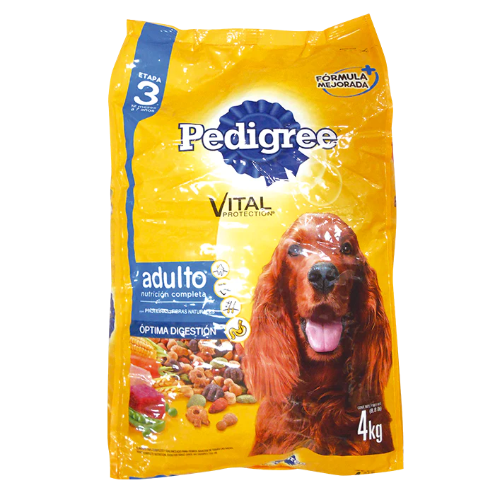 ALIMENTO PARA PERRO PEDIGREE ADULTO NUTRICIÓN COMPLETA 21% PROTEÍNA BOLSA 4  KG.