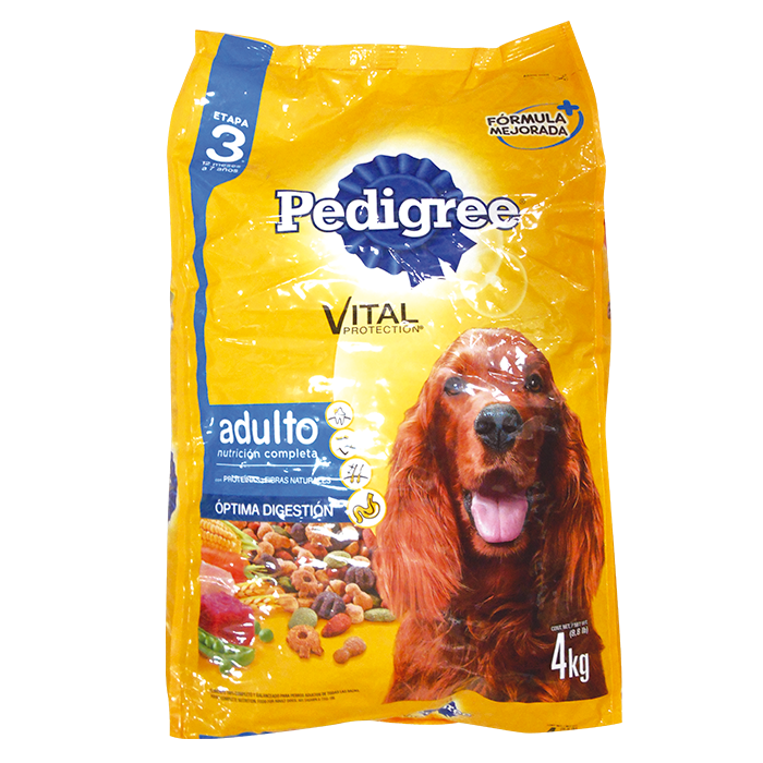 ALIMENTO PARA PERRO PEDIGREE ADULTO NUTRICIÓN COMPLETA 21% PROTEÍNA BOLSA 4  KG.