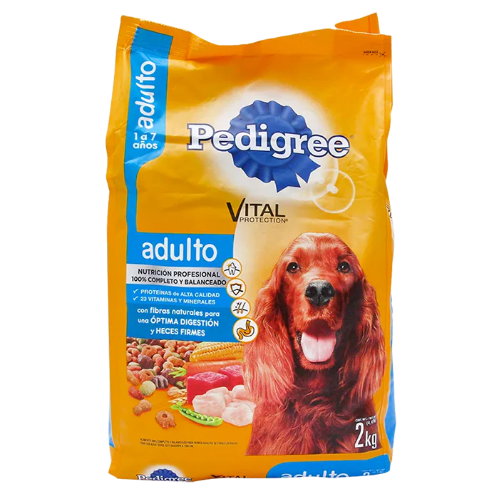 ALIMENTO PARA PERRO PEDIGREE ADULTO NUTRICIÓN COMPLETA 21% PROTEÍNA  BOLSA 2  KG.