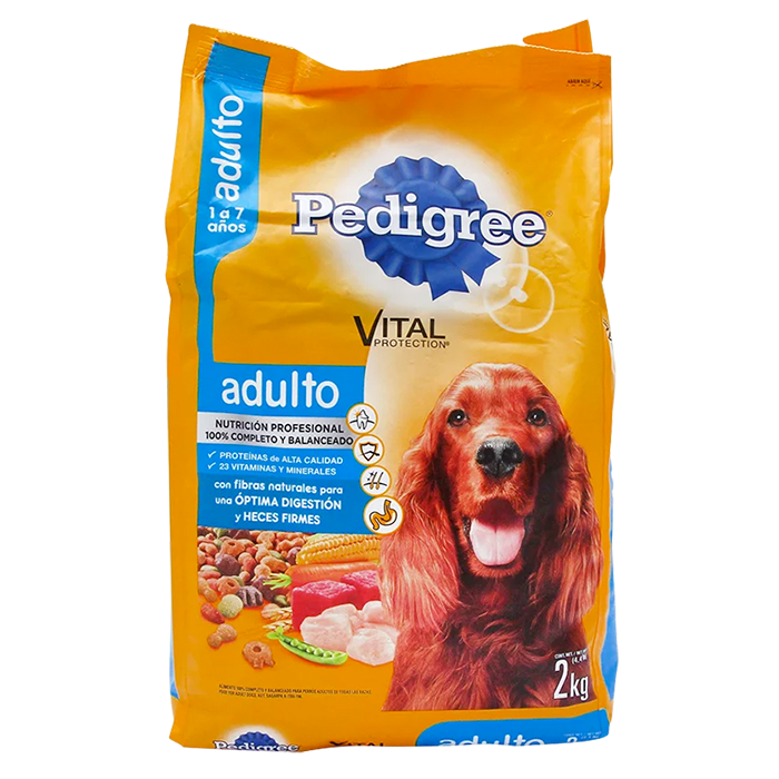 ALIMENTO PARA PERRO PEDIGREE ADULTO NUTRICIÓN COMPLETA 21% PROTEÍNA  BOLSA 2  KG.