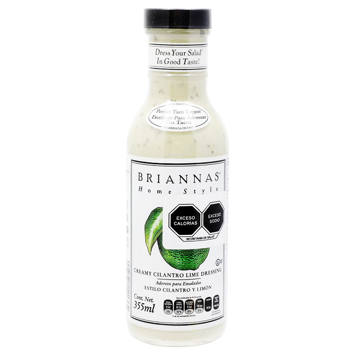 BRIANNAS ADEREZO  CILANTRO Y LIMÓN 355  ML.