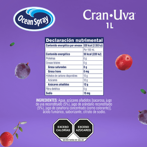 BEBIDA OCEAN SPRAY  ARANDANO UVA 1  LT.