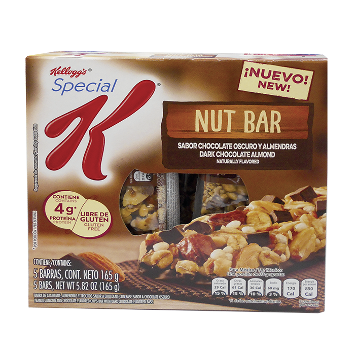 BARRAS SPECIAL K CHOCOLATE OSCURO Y ALMENDRAS DISPLAY 165  GR.