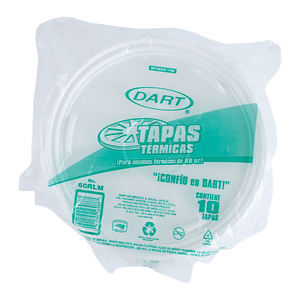 TAPA TERMICA ELEVADA CON RESPIRADERO DART.(PARA ENVASE DE 60oz) 10  PZA.