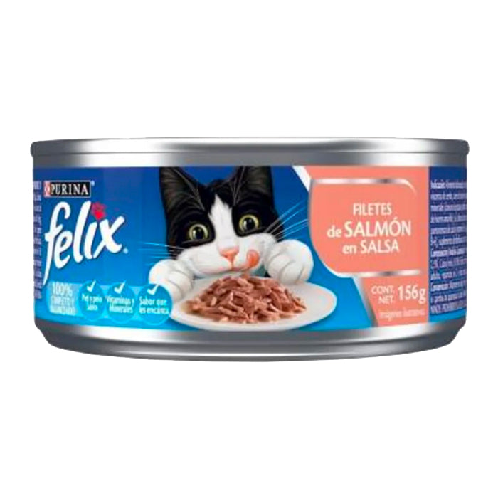 ALIMENTO PARA GATO FILETE DE SALMON EN SALSA FELIX LATA 156  GR.