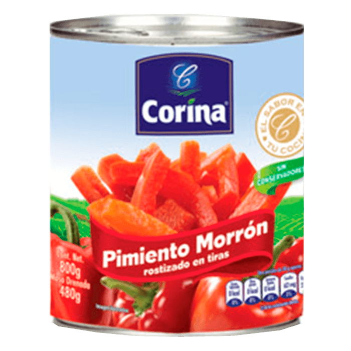 PIMIENTO MORRÓN EN TIRAS CORINA LATA 800  GR.