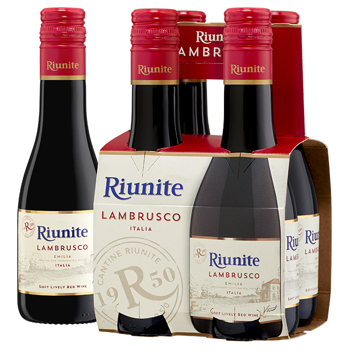 VINO TINTO RIUNITE LAMBRUSCO 4PACK DE 187 ML 1  PAQ.