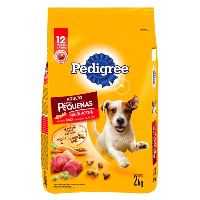 ALIMENTO PARA PERRO PEDIGREE RAZAS PEQUENAS POLLO Y ARROZ 23% PROTEÍNA BOLSA 2  KG.