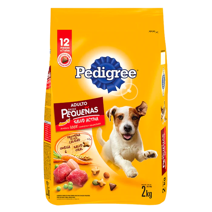 ALIMENTO PARA PERRO PEDIGREE RAZAS PEQUENAS POLLO Y ARROZ 23% PROTEÍNA BOLSA 2  KG.