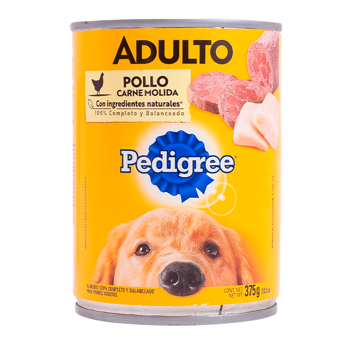 ALIMENTO PARA PERRO PEDIGREE ADULTO CARNE MOLIDA DE POLLO LATA 375  GR.