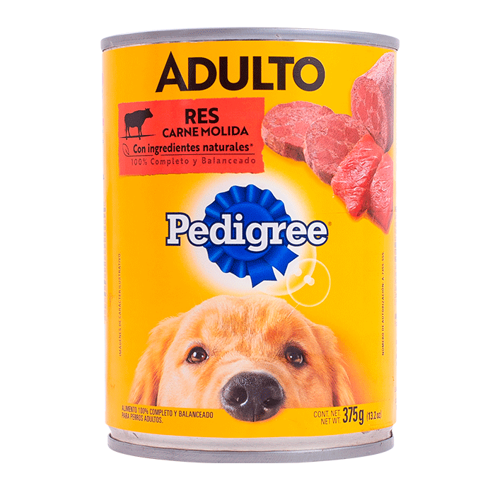 ALIMENTO PARA PERRO PEDIGREE ADULTO CARNE MOLIDA DE RES LATA 375  GR.