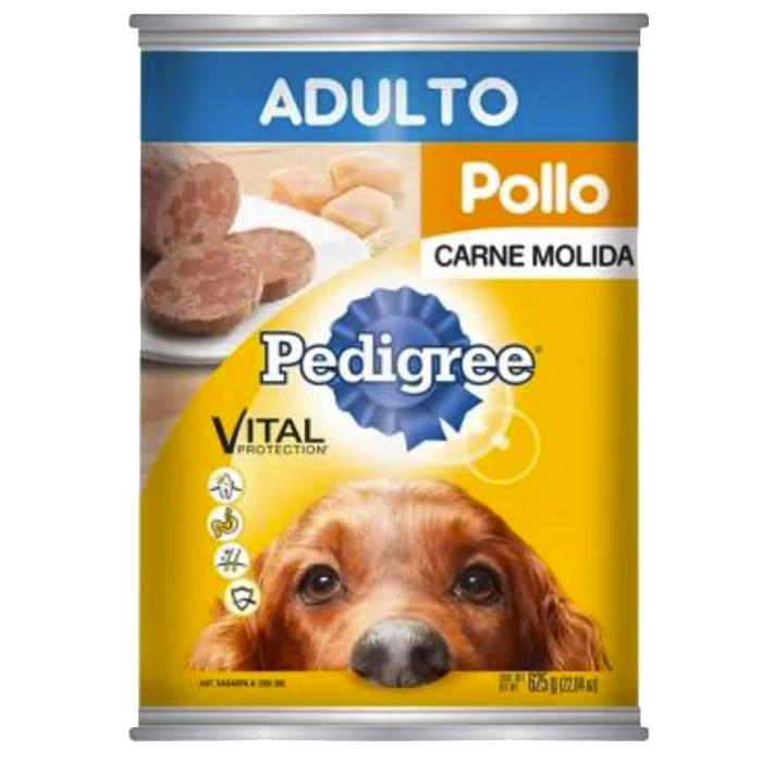 ALIMENTO PARA PERRO PEDIGREE ADULTO CARNE MOLIDA DE POLLO LATA 625  GR.