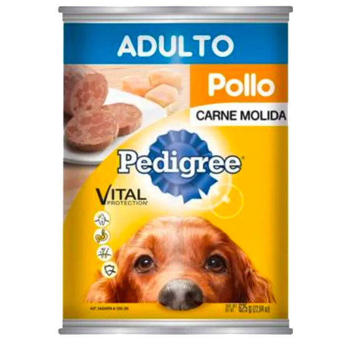 ALIMENTO PARA PERRO PEDIGREE ADULTO CARNE MOLIDA DE POLLO LATA 625  GR.