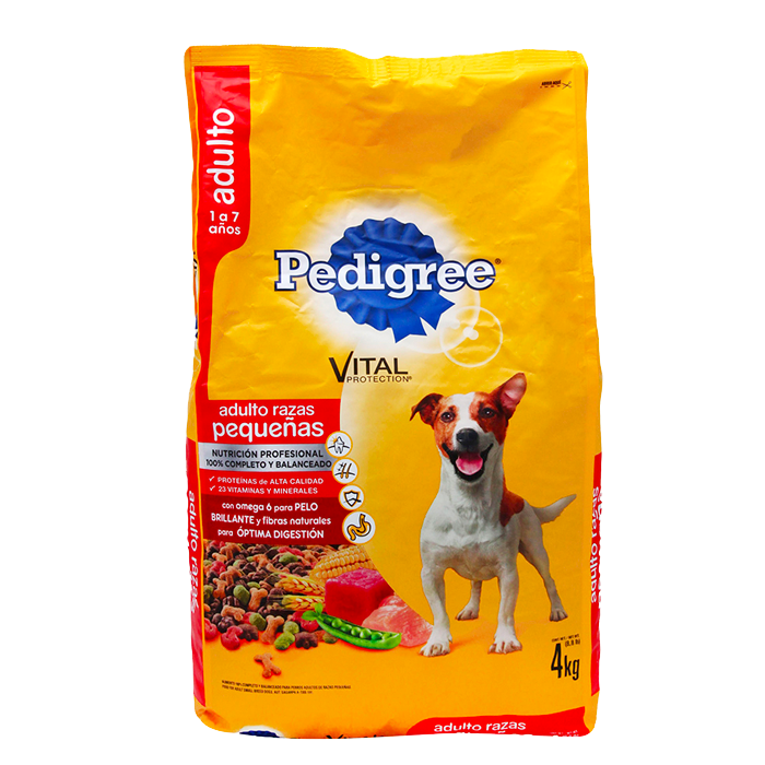 ALIMENTO PARA PERRO PEDIGREE RAZAS PEQUEÑAS POLLO Y ARROZ 23% PROTEÍNA BOLSA 4  KG.