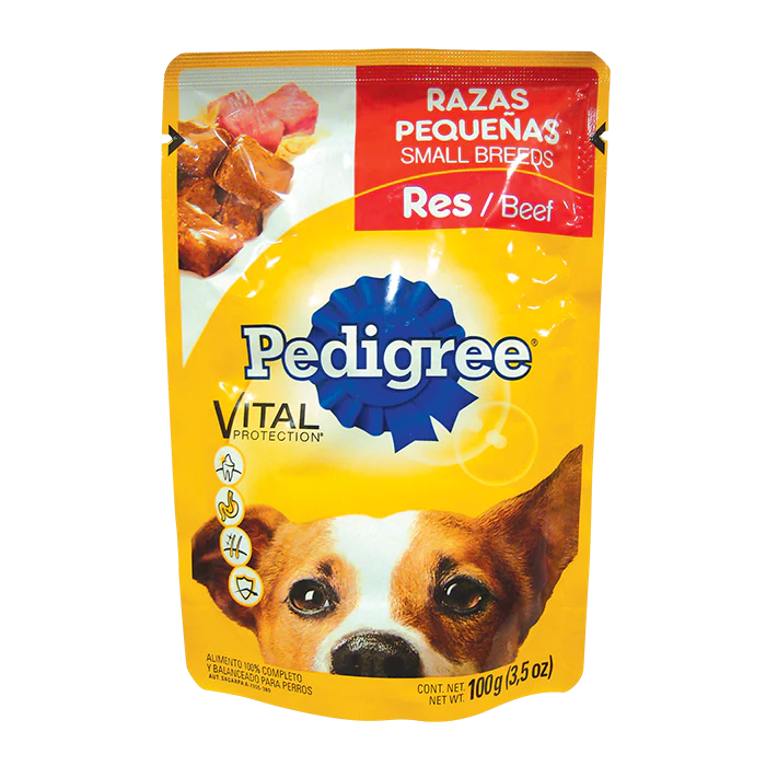 ALIMENTO PARA PERRO PEDIGREE RAZAS PEQUENAS CARNE DE RES POUCH 100  GR.