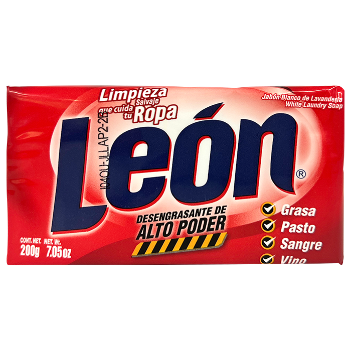 JABON DE LAVANDERIA LEON DESENGRASANTE DE ALTO PODER 200  GR.