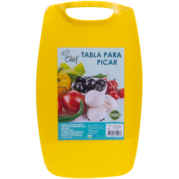 TABLA PARA PICAR NOVELTY GRANDE AMARILLO 24 X 40 CMS 24  CM.