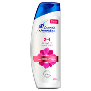 SHAMPOO HEAD & SHOULDERS SUAVE Y MANEJABLE 2 EN 1 375  ML.