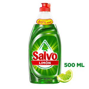 DETERGENTE LIQUIDO LAVATRASTES SALVO LIMON 500  ML.