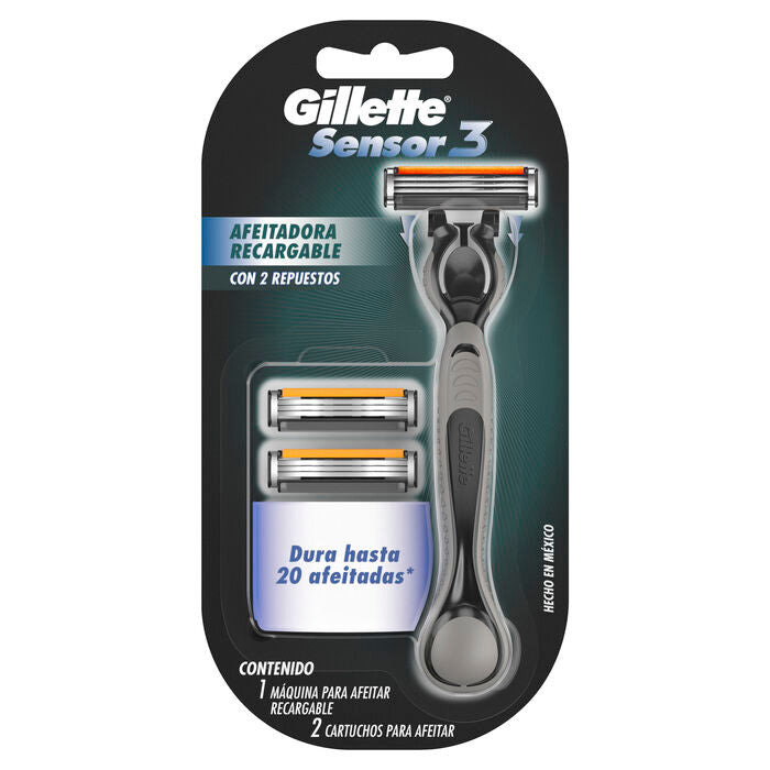 GILLETTE SENSOR 3 MÁQUINA PARA AFEITAR RECARGABLE 3  PZA.