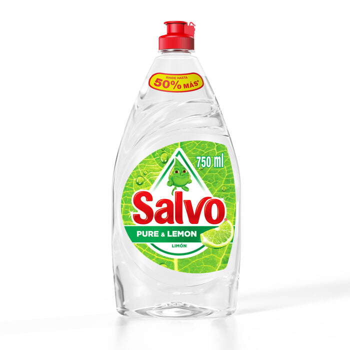 DETERGENTE LIQUIDO LAVATRASTES LIQUIDO SALVO PURE 750  ML.