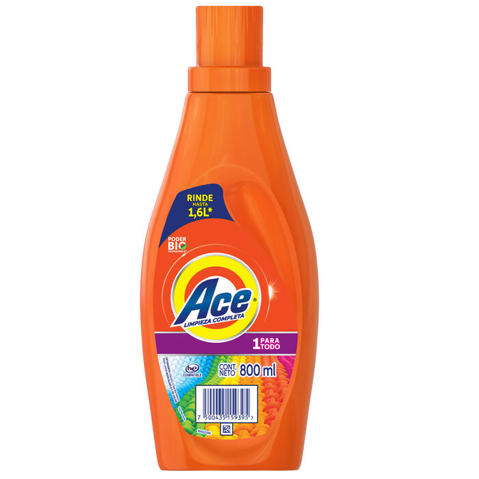 DETERGENTE LÍQUIDO CONCENTRADO  ACE 800  ML.