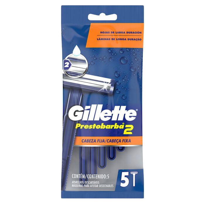 GILLETTE PRESTOBARBA MAQUINAS PARA AFEITAR DESECHABLES CABEZA FIJA 5  PZA.