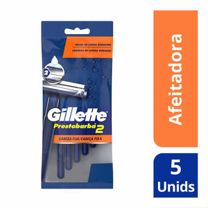 GILLETTE PRESTOBARBA MAQUINAS PARA AFEITAR DESECHABLES CABEZA FIJA 5  PZA.