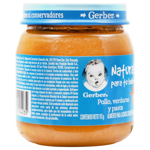 GERBER 2DA ETAPA VERDURAS C/POLLO Y PASTA FRASCO 113  GR.