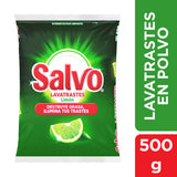 DETERGENTE EN POLVO PARA TRASTES LIMON SALVO 500  GR.