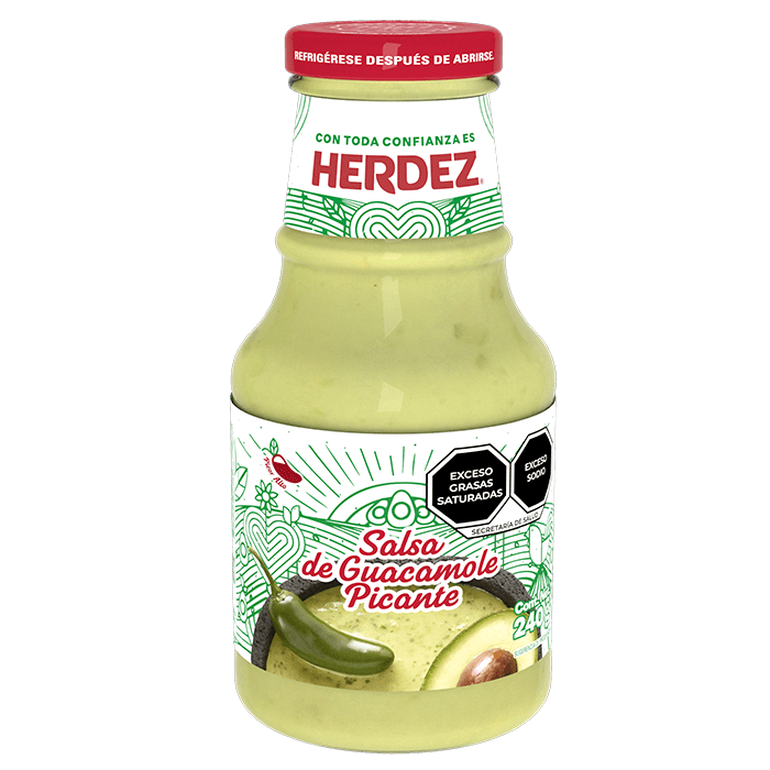 SALSA GUACAMOLE PICANTE HERDEZ BOTELLA 240  GR.