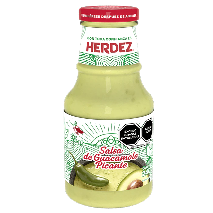 SALSA GUACAMOLE PICANTE HERDEZ BOTELLA 240  GR.