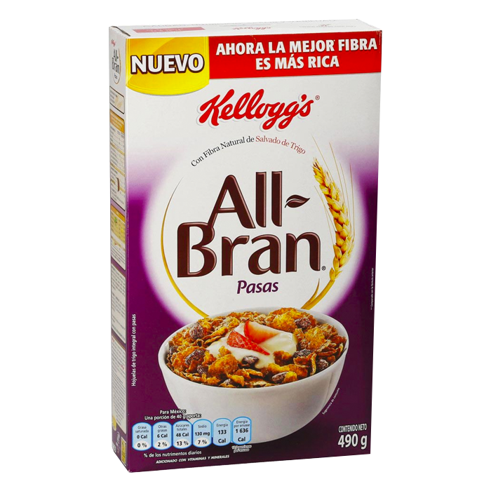 CEREAL ALL-BRAN PASAS KELLOG S PAQUETE 490  GR.