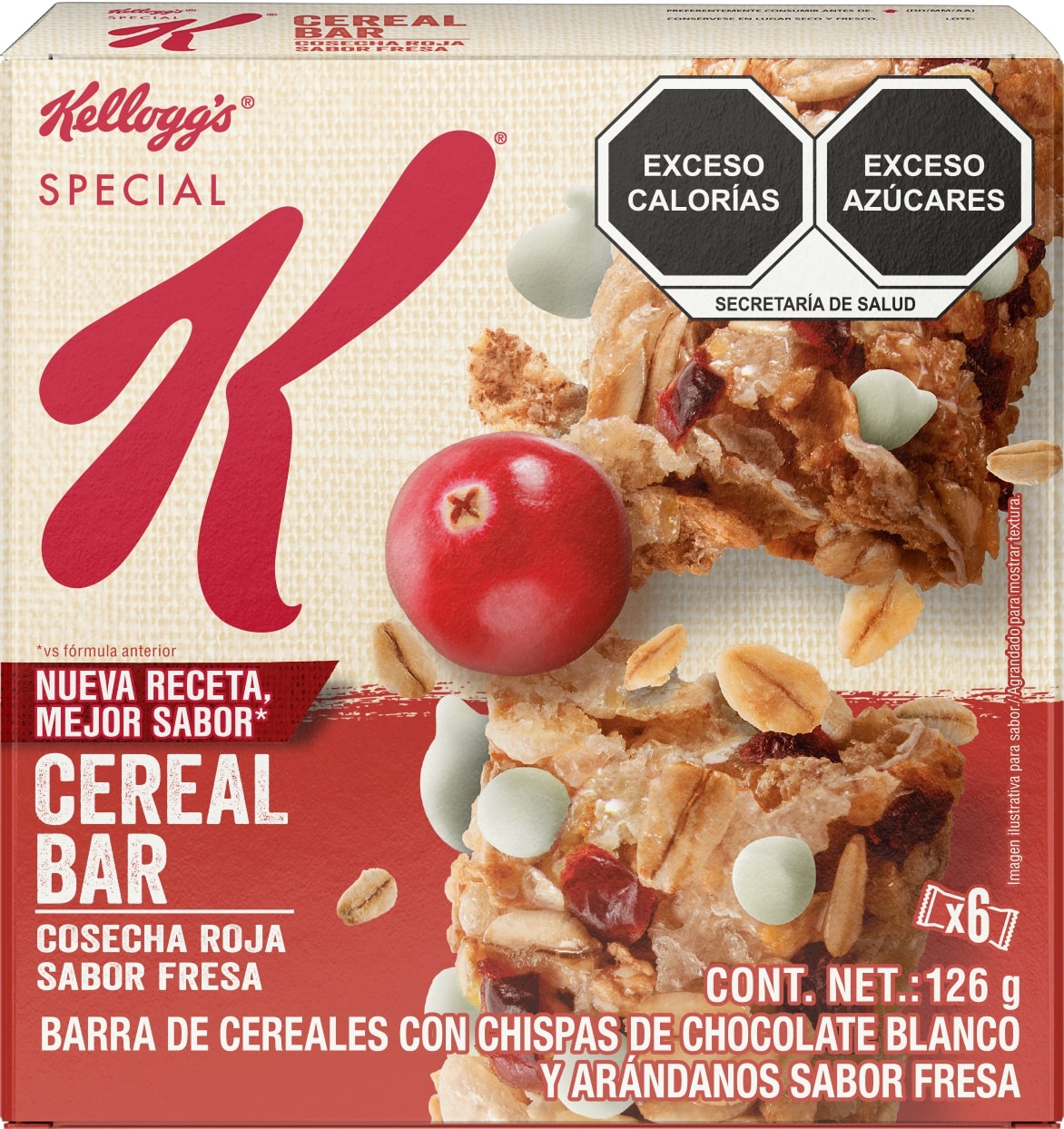 BARRAS SPECIAL K COSECHA ROJA SABOR FRESA DISPALY 126  GR.