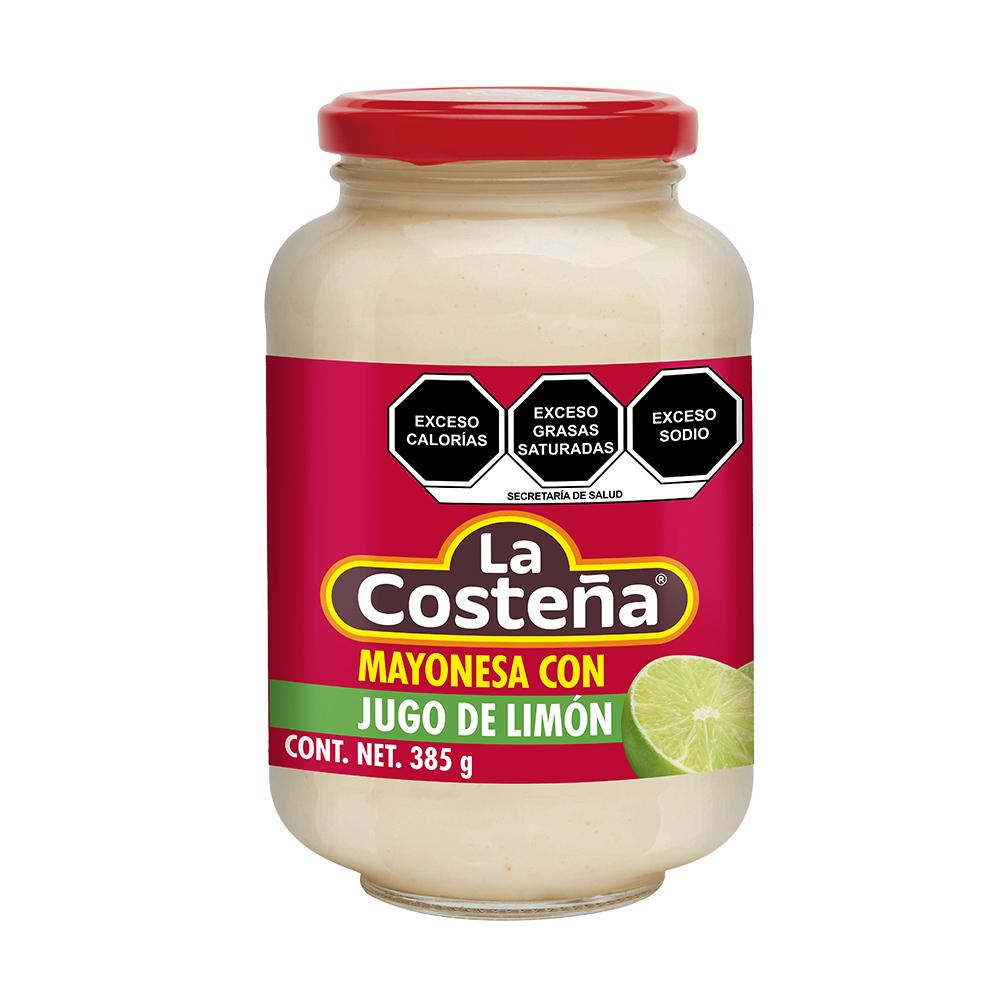 MAYONESA CON JUGO DE LIMÓN LA COSTEÑA FRASCO 385  GR.