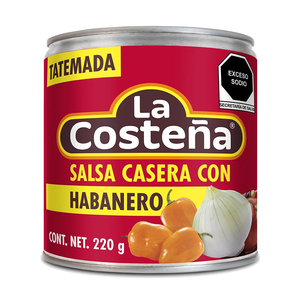 SALSA CASERA ROJA CON HABANERO LA COSTEÑA LATA 220  GR.