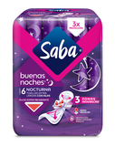 TOALLA FEMENINA SABA NOCTURNA/CON ALAS 6  PZA.