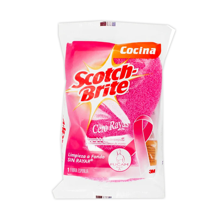 FIBRA ESPONJA SCOTCH BRITE CERO RAYAS ROSA 1  PZA.