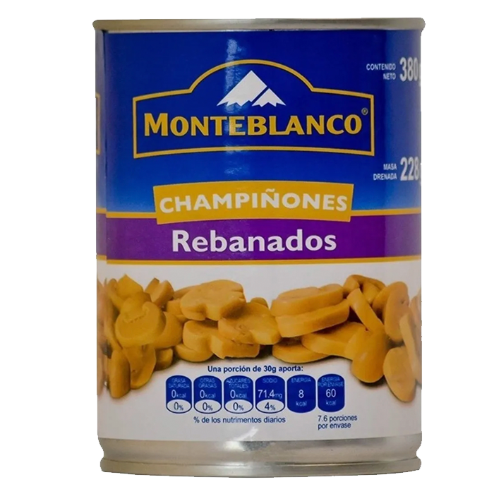 CHAMPIÑONES  REBANADO MONTEBLANCO LATA 380  GR.